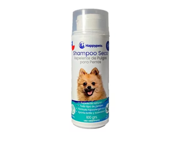 happypets perro shampo seco contra pulgas